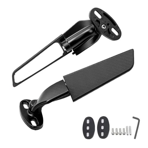 HYRHEV YZF R6 R25 R3 R125 R15 2024 Motorradspiegel Windflügel Verstellbarer drehbarer Rückspiegel Schwarz CNC Motorrad Rückspiegel(Small Mirror no lamp4) von HYRHEV