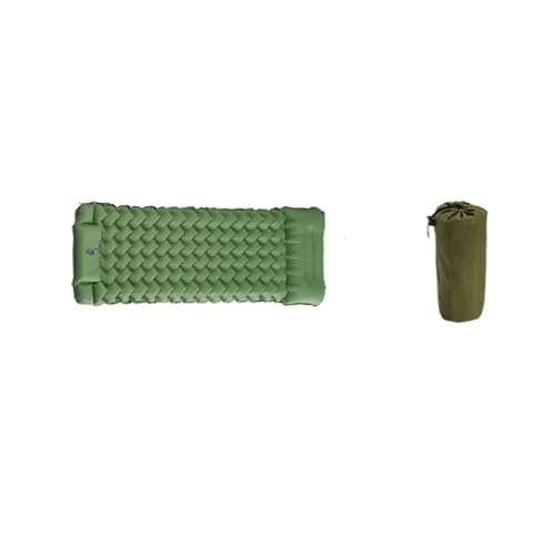 HYRTEFBN Camping-Luftmatratze Outdoor Camping Aufblasbare Pads Einzel Wandern Ultraleicht Tragbare Schlaf Matratze W/Kissen 200x66x9cm(Army Green) von HYRTEFBN