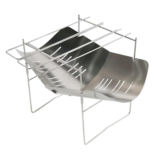 Tragbarer Holzofen Tragbarer Klappgrill Multifunktions-Camping-Grillrost Brennholzofen Edelstahlgrill(With case and net) von HYRTEFBN