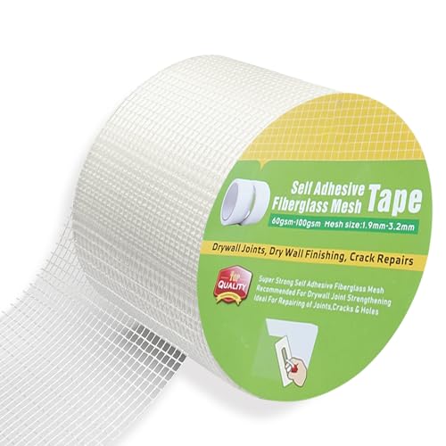 HYRYC Fugenband Selbstklebend Gitterband Glasfaserband 10cm*30m Gewebeband Trockenbau Selbstkleben zum Verfugen von Gipskarton-Platten für Reparaturen von Rissen & Löchern (10cm*30m) von HYRYC