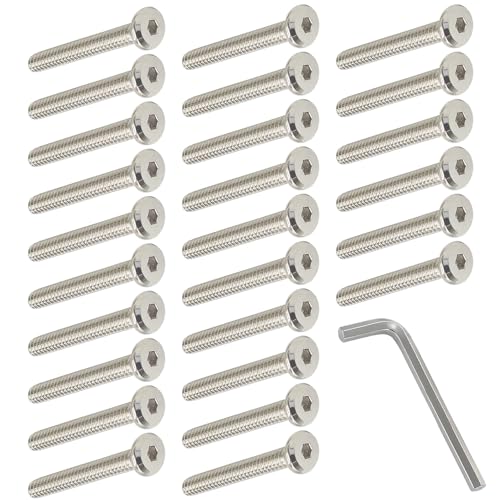 flachkopfschraube M6*30mm Flachkopfschrauben 50Stk Inbus Schrauben Möbelschrauben Möbel-Anschluss Schrauben Teilgewinde Stahl Verzinkt für Möbel Kinderbett Betten Kinderbett und Stühle (M6*30) von HYRYC