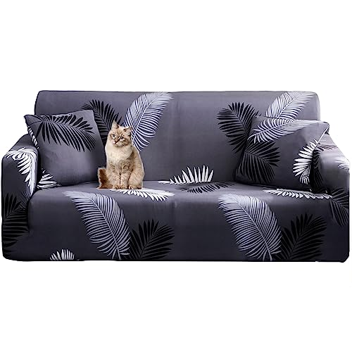 HYSENM Sofa Überwürfe 3 Sitzer 190-230 cm Elastische Stretch Sitzer Sofabezug Sofa Abdeckung Weiche Couchbezug Anti-Rutsch, Federblatt von HYSENM