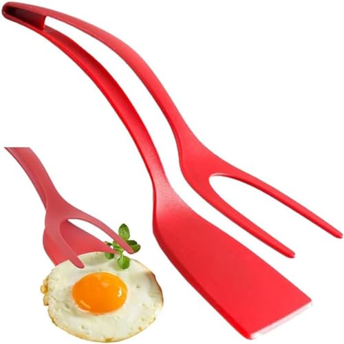 Hysenm Spiegeleier Flipper Spatel 2-in-1-Antihaft-Flipper-Eierwender mit Lebensmittelklammer Silikon-Eierspatel Eierwender aus antihaftbeschichtetem Silikon Vielseitiges Küchenwerkzeug von HYSENM