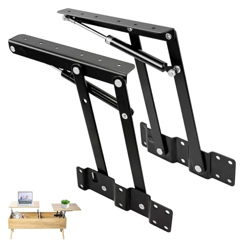 HYSHLC 2 Stück Möbelscharnierfeder Lift Up, Hydraulische Bett Lift Up Scharnier mit Schrauben, Möbelscharnierfeder Klapp, Klapp Lift up Feder Scharniere für Möbelzubehör(Schwarz) von HYSHLC