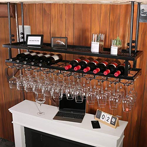 HYSJDMNC 3 Schichten Eisenhänge Weinglas Rack Weinregal Decke Dekoration Regal für Bars Restaurants Küchen Lagerung/Schwarz/60 * 30 cm YYuan HYSJDMNC 3 Schichten Eisenhänge Weinglas Rack Weinregal Decke Dekoration Regal für Bars Restaurants Küchen Lagerung/Schwarz/60 * 30 cm YYuan von HYSJDMNC