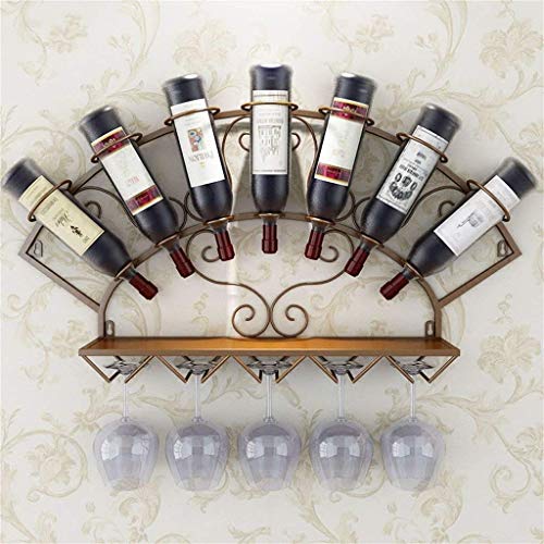 HYSJDMNC Hängende Weinglasregal-Shelves-Weinweinregale hängende Weinflaschenhalter Metall Eisenwein-Stielhalter Gobeln Lagerregale-Halt 7 Flaschen und 5 Gläser/Kupferrot YYuan HYSJDMNC Hängende Weinglasregal-Shelves-Weinweinregale hängende Weinflaschenhalter Metall Eisenwein-Stielhalter Gobeln Lagerregale-Halt 7 Flaschen und 5 Gläser/Kupferrot YYuan von HYSJDMNC