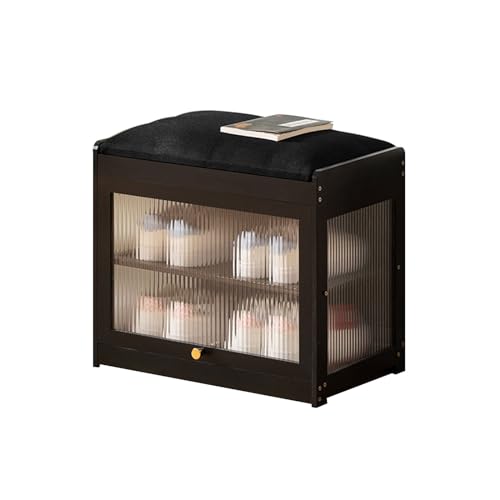 HYSJDMNC Holzspeicherschuhwechsel, mulifunktionaler Schuhwechsel Schritthocker Leicht luxuriöser High-End-Schuhhocker für Wohnzimmer Schlafzimmer Eingangsbüro, 50 cm, Schwarz YYuan von HYSJDMNC