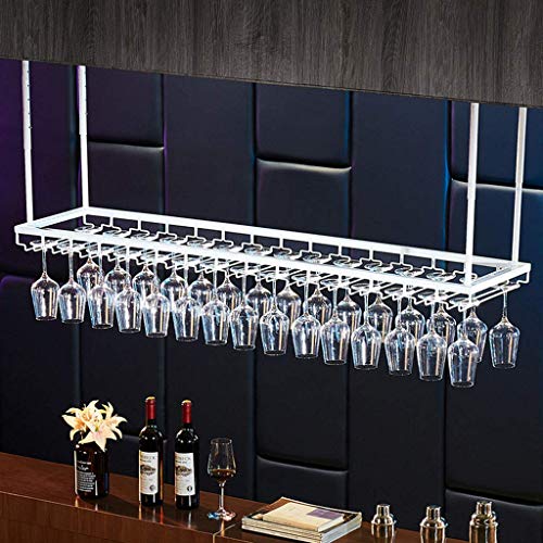 HYSJDMNC Industrielle 2-Tier-Deckenweinregale mit Tassenhalter Metall Deckenbar Weinglas Rack Verstellbare Höhe für Küchen/Bar/Restaurant Rack/#2/100 cm (39,4 Zoll) YYuan von HYSJDMNC