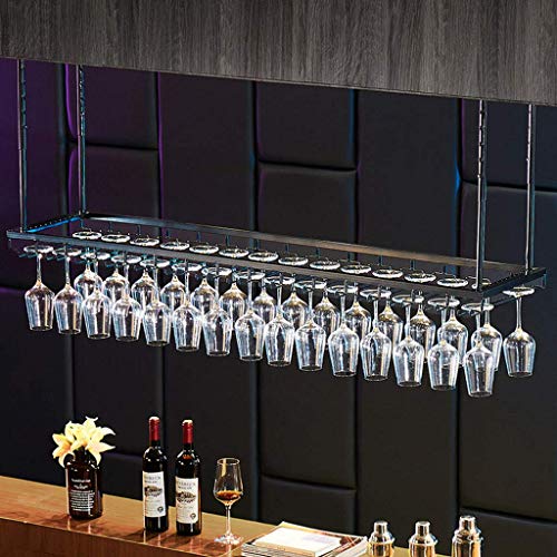 HYSJDMNC Industrielle 2-Tier-Deckenweinregale mit Tassenhalter Metall Deckenbar Weinglas Rack Verstellbare Höhe für Küchen/Bar/Restaurant Rack/#3/120 cm (47,2 Zoll) YYuan von HYSJDMNC