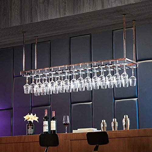 HYSJDMNC Industrielle 2-Tier-Deckenweinregale mit Tassenhalter Metall Deckenbar Weinglas Rack Verstellbare Höhe für Küchen/Bar/Restaurant Rack/#4/60 cm (23,6 Zoll) YYuan von HYSJDMNC