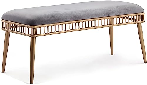 HYSJDMNC Ottomanhocker Moderner Metall Samt Ottomane Bank Multifunktion gepolsterte Schuhbank für Wohnzimmer Schlafzimmer Eingangsflur-schwarzes Black-Bein 120x40x45cm (47x16x18in) (120x40x45c YYuan von HYSJDMNC