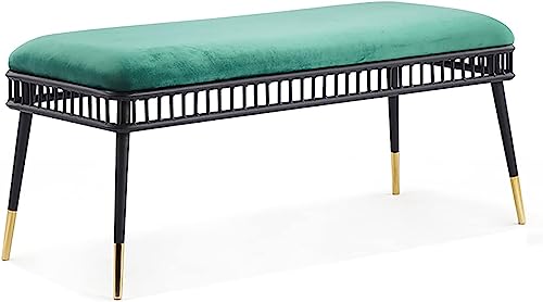HYSJDMNC Ottomanhocker Moderner Metall Samt Ottomane Bank Multifunktion gepolsterte Schuhbank für Wohnzimmer Schlafzimmer Eingangsflur-schwarzes Black-Bein 120x40x45cm (47x16x18in) (120x40x45c YYuan von HYSJDMNC