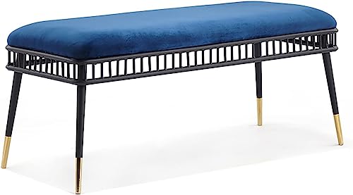 HYSJDMNC Ottomanhocker Moderner Metall Samt Ottomane Bank Multifunktion gepolsterte Schuhbank für Wohnzimmer Schlafzimmer Eingangsflur-schwarzes Black-Bein 120x40x45cm (47x16x18in) (120x40x45c YYuan von HYSJDMNC