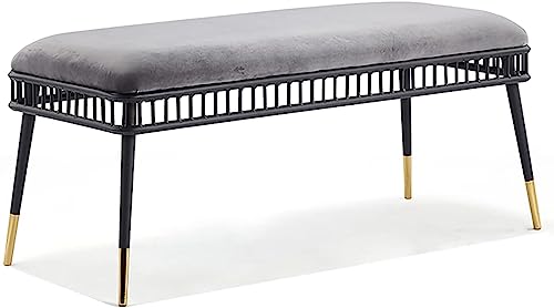 HYSJDMNC Ottomanhocker Moderner Metall Samt Ottomane Bank Multifunktion gepolsterte Schuhbank für Wohnzimmer Schlafzimmer Eingangsflur-schwarzes Black-Bein 120x40x45cm (47x16x18in) (120x40x45c YYuan von HYSJDMNC
