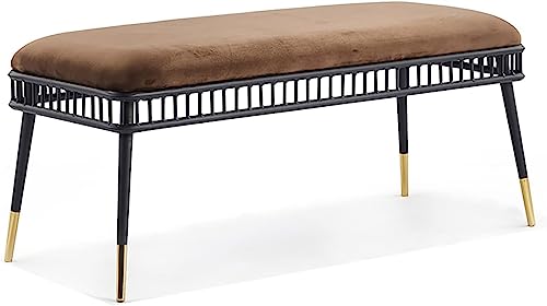 HYSJDMNC Ottomanhocker Moderner Metall Samt Ottomane Bank Multifunktion gepolsterte Schuhbank für Wohnzimmer Schlafzimmer Eingangsflur-schwarzes Black-Bein 120x40x45cm (47x16x18in) (120x40x45c YYuan von HYSJDMNC