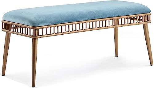 HYSJDMNC Ottomanhocker Moderner Metall Samt Ottomane Bank Multifunktion gepolsterte Schuhbank für Wohnzimmer Schlafzimmer Eingangsflur-schwarzes Black-Bein 120x40x45cm (47x16x18in) (120x40x45c YYuan von HYSJDMNC