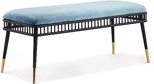 HYSJDMNC Ottomanhocker Moderner Metall Samt Ottomane Bank Multifunktion gepolsterte Schuhbank für Wohnzimmer Schlafzimmer Eingangsflur-schwarzes Black-Bein 120x40x45cm (47x16x18in) (120x40x45c YYuan von HYSJDMNC