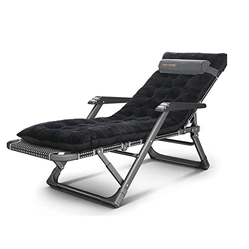 HYSJDMNC Sunloungers Foldable Lounge Stuhl Klafte Mittagspause Stuhl Lazy Couch tragbarer Freizeit Balkon Erwachsener Liegedeckstuhl zusammenklappbar (Pink) (schwarz+Kissen) YYuan von HYSJDMNC
