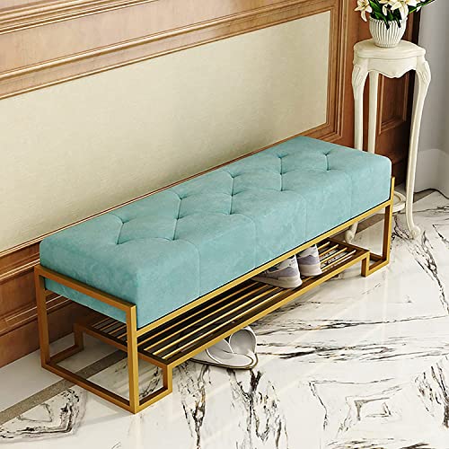 HYSJDMNC Verdickte Samtpolster-Eingangsbank, weiche Tief-Stoff-Schuhbank Sitzschuh-Aufbewahrungsorganisatorin, Moderne Schuhbänkeschuh-Rack-Bench-D 100x38x42cm (39x15x17inch) YYuan von HYSJDMNC