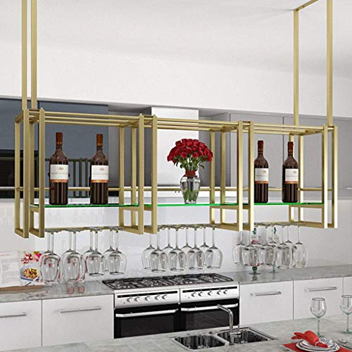 HYSJDMNC Weinliebhaber Weinregale mit Glasfonds Eisenflaschen Organizer für Cocktail- oder Champagnerflöten für Küche, Bar, Pubs oder Restaurants Rack/Rot/120 cm (47,2 Zoll) YYuan von HYSJDMNC