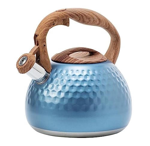 Herd Top Kessel Teekessel 2.8L Whistling Teekessel Edelstahl -Pfeife Teekanne Herd Tea Topf für Gasinduktionskocher Teekanne für Gasherd (Blu 19,5 * 22,5 cm) YYuan von HYSJDMNC