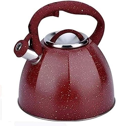 Herd Top Kessel Teekessel 3,7L Edelstahl Herd Top Whistling Tea Kessel Herd Pfeife Tea Topf für mit ergonomischem Griff Teekanne für Gasherd (Farbe: Siyah, Größe: 3,7L) (Rosso 3.7l) YYuan von HYSJDMNC