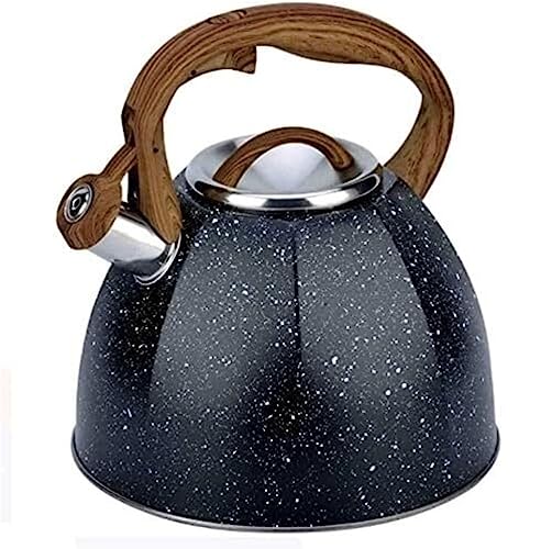 Herd Top Kessel Teekessel 3,7l Edelstahl Herd Top Whistling Tea Kessel Herd Pfeife Tea Topf für mit ergonomischem Griff Teekanne für Gasherd (Farbe: Siyah, Größe: 3,7L) (Siyah 3.7l) YYuan von HYSJDMNC