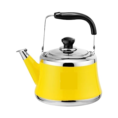 Herd Top Kessel Teekessel Edelstahl Herd Top Whistling Kessel Tea Topf Ergonomische Griff Induktion Kochherde Gasherd Universal Teekanne für Gasherd (Farbe: Orange, Größe: 4L) (Gelb 4l) YYuan von HYSJDMNC
