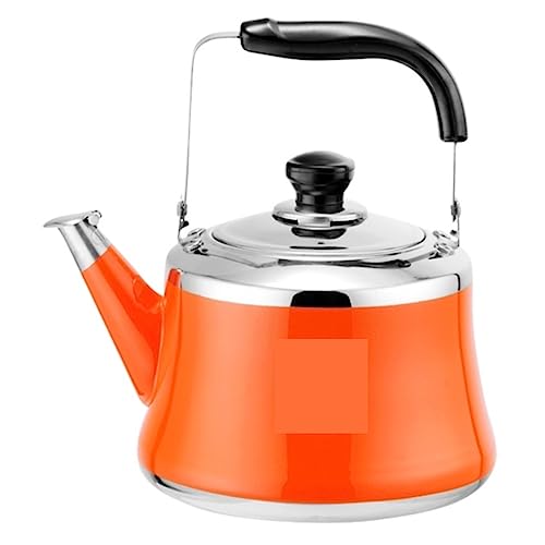 Herd Top Kessel Teekessel Edelstahl Herd Top Whistling Kessel Tea Topf Ergonomische Griff Induktion Kochherde Gasherd Universal Teekanne für Gasherd (Farbe: Orange, Größe: 4L) (Orange 5l) YYuan von HYSJDMNC