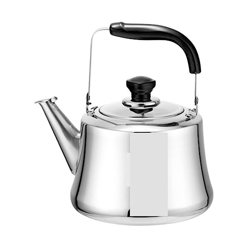Herd Top Kessel Teekessel Edelstahl Herd Top Whistling Kessel Tea Topf Ergonomische Griff Induktion Kochherde Gasherd Universal Teekanne für Gasherd (Farbe: Orange, Größe: 4L) (Silber 5l) YYuan von HYSJDMNC