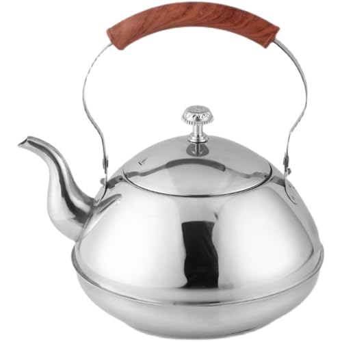 Herd Top Kessel Teekessel Edelstahl Teekessel mit Teesieb, Gasinduktionskocher Teekannen Tekessel Anti-Scald Griff Teekanne für Gasherd (Farbe: Silber, Größe: 1,5 l) (Silber 2L) YYuan von HYSJDMNC