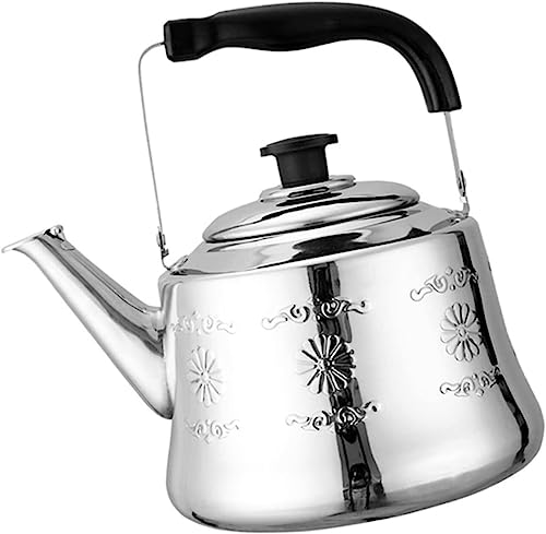 Herd Top Kessel Teekessel Präge Retro-Teekanne Edelstahl Whistling Kessel mit Anti-Scenen-Griff-Gasherd-Induktionskocher Teekanne für Gasherd (Größe: 6L) (eine Farbe 4L) YYuan von HYSJDMNC