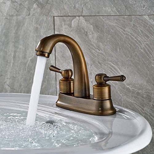 Küchenhackthahn Wasserhahn Moderner Retro -Stil Badezimmer Basin Wasserhahn Common Doppel -Loch -Mixer Haken Antike Messing fertiggestellt YYuan von HYSJDMNC