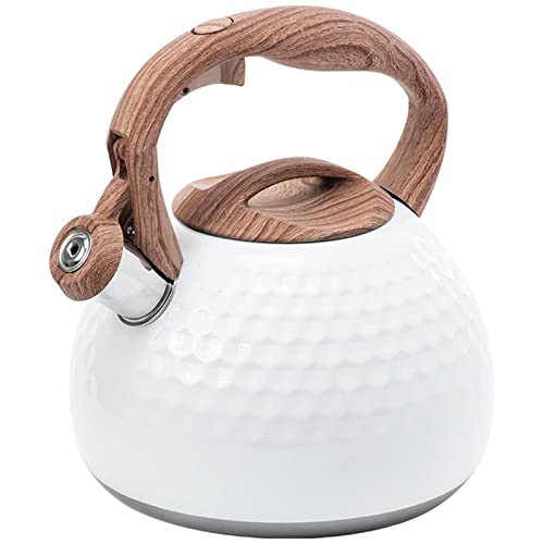 Reisekessel 3L Edelstahl Whistling Tee Kessel Herd Food Grade Tea Topf mit hitziger Griff für Gasinduktionscampingkocher (weißer Größe) YYuan von HYSJDMNC