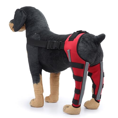 HYSMF Bandage Hund für Doppelte Hinterbeine, Hunde-Ellbogenbandage bei Schulterluxation, Druckstellen, Ellenbogenverletzungen und Stabilitätsverlust durch Arthritis,Red-S von HYSMF