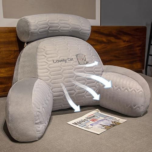 HYSMF Lesekissen für Kinder, zum Aufsitzen im Bett, Rückenlehnenstütze, Rückenkissen zum Sitzen im Bett zum Lesen, Design, süßes Rückenkissen für Erwachsene und Kinder,Gray-L von HYSMF