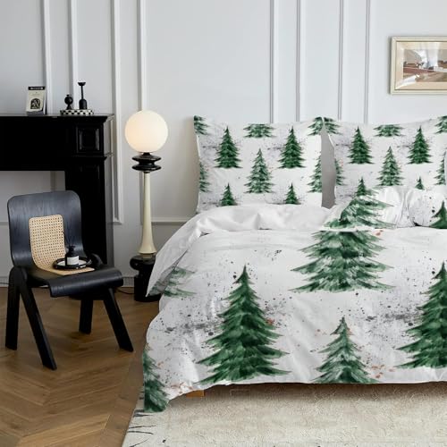 HYSNKSM Bettwäsche 135x200 Grün Bettwäsche Sets 3Teilig Mikrofaser Bettbezug 135 x 200 und 2 Kissenbezug 80x80 cm Kuschelige Bettbezüge Weihnachtsbaum mit Reißverschlusd111 HYSNKSM Bettwäsche 135x200 Grün Bettwäsche Sets 3Teilig Mikrofaser Bettbezug 135 x 200 und 2 Kissenbezug 80x80 cm Kuschelige Bettbezüge Weihnachtsbaum mit Reißverschlusd111 von HYSNKSM
