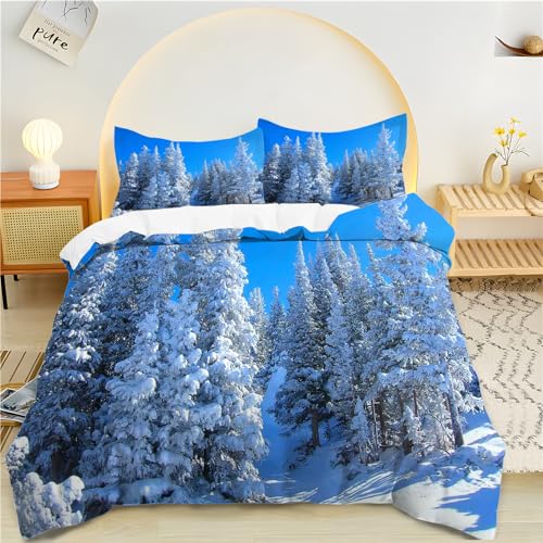 HYSNKSM Bettwäsche 135x200 Schneemann Bettwäsche Sets 3Teilig Mikrofaser Bettbezug 135 x 200 und 2 Kissenbezug 80x80 cm Kuschelige Bettbezüge Muster mit Reißverschlus von HYSNKSM