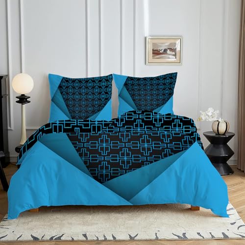HYSNKSM Bettwäsche 155x220 Blau Bettwäsche Sets 3Teilig Mikrofaser Bettbezug 155 x 220 und 2 Kissenbezug 80x80 cm Kuschelige Bettbezüge Nordisches Geometrisches Muster mit Reißverschlusc4350 HYSNKSM Bettwäsche 155x220 Blau Bettwäsche Sets 3Teilig Mikrofaser Bettbezug 155 x 220 und 2 Kissenbezug 80x80 cm Kuschelige Bettbezüge Nordisches Geometrisches Muster mit Reißverschlusc4350 von HYSNKSM