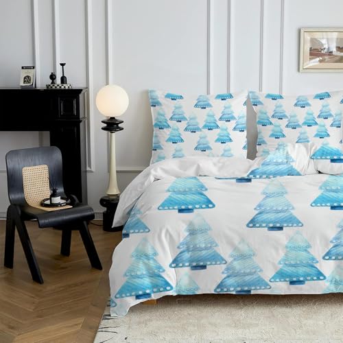 HYSNKSM Bettwäsche 155x220 Blau Bettwäsche Sets 3Teilig Mikrofaser Bettbezug 155 x 220 und 2 Kissenbezug 80x80 cm Kuschelige Bettbezüge Weihnachtsbaum mit Reißverschlusd101 HYSNKSM Bettwäsche 155x220 Blau Bettwäsche Sets 3Teilig Mikrofaser Bettbezug 155 x 220 und 2 Kissenbezug 80x80 cm Kuschelige Bettbezüge Weihnachtsbaum mit Reißverschlusd101 von HYSNKSM