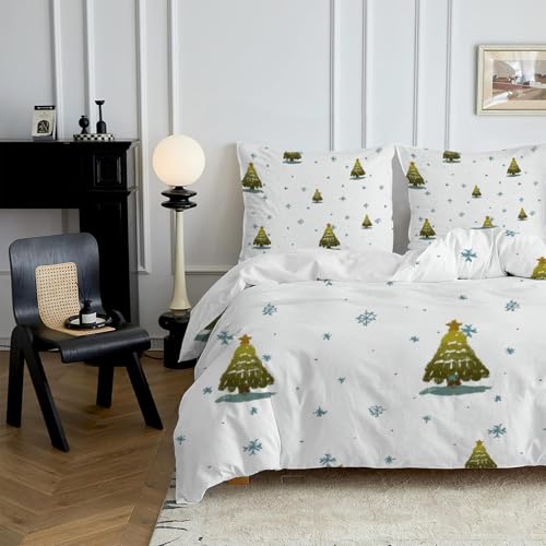HYSNKSM Bettwäsche 155x220 Blau Bettwäsche Sets 3Teilig Mikrofaser Bettbezug 155 x 220 und 2 Kissenbezug 80x80 cm Kuschelige Bettbezüge Winterschneeflocken mit Reißverschlusd106 von HYSNKSM