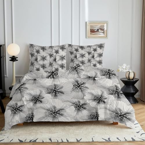 HYSNKSM Bettwäsche 155x220 Grau Bettwäsche Sets 3Teilig Mikrofaser Bettbezug 155 x 220 und 2 Kissenbezug 80x80 cm Kuschelige Bettbezüge 3D-Blumen mit Reißverschlusc4370 HYSNKSM Bettwäsche 155x220 Grau Bettwäsche Sets 3Teilig Mikrofaser Bettbezug 155 x 220 und 2 Kissenbezug 80x80 cm Kuschelige Bettbezüge 3D-Blumen mit Reißverschlusc4370 von HYSNKSM