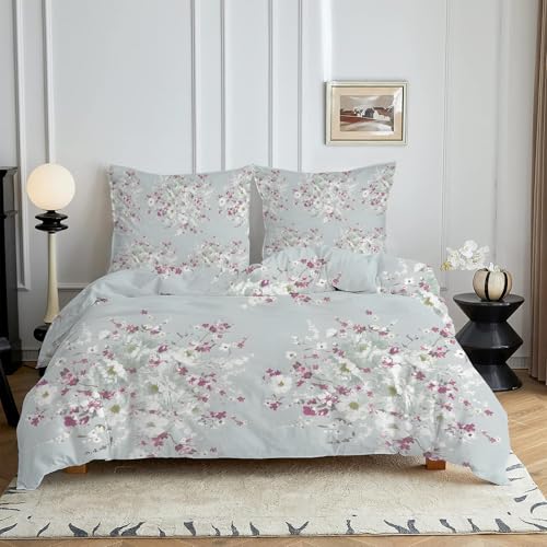 HYSNKSM Bettwäsche 155x220 Graublau Bettwäsche Sets 3Teilig Mikrofaser Bettbezug 155 x 220 und 2 Kissenbezug 80x80 cm Kuschelige Bettbezüge Vintage-Blumen mit Reißverschlusc4360 HYSNKSM Bettwäsche 155x220 Graublau Bettwäsche Sets 3Teilig Mikrofaser Bettbezug 155 x 220 und 2 Kissenbezug 80x80 cm Kuschelige Bettbezüge Vintage-Blumen mit Reißverschlusc4360 von HYSNKSM