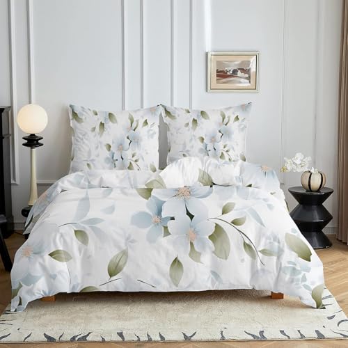HYSNKSM Bettwäsche 155x220 Weiß Bettwäsche Sets 3Teilig Mikrofaser Bettbezug 155 x 220 und 2 Kissenbezug 80x80 cm Kuschelige Bettbezüge GrüNe BläTter mit Reißverschlusc4378 HYSNKSM Bettwäsche 155x220 Weiß Bettwäsche Sets 3Teilig Mikrofaser Bettbezug 155 x 220 und 2 Kissenbezug 80x80 cm Kuschelige Bettbezüge GrüNe BläTter mit Reißverschlusc4378 von HYSNKSM