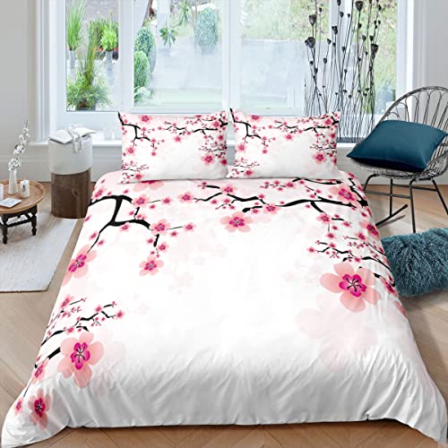 HYSNKSM Bettwäsche 200x220 Rosa Bettwäsche Sets 3Teilig Mikrofaser Bettbezug 200 x 220 und 2 Kissenbezug 80x80 cm Kuschelige Bettbezüge ChimäRenblumen, Blumen mit Reißverschlusc.136 von HYSNKSM