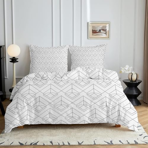 HYSNKSM Bettwäsche 220x240 Blanc Bettwäsche Sets 3Teilig Mikrofaser Bettbezug 220 x 240 und 2 Kissenbezug 80x80 cm Kuschelige Bettbezüge Einfache Geometrie mit Reißverschlusc4322 HYSNKSM Bettwäsche 220x240 Blanc Bettwäsche Sets 3Teilig Mikrofaser Bettbezug 220 x 240 und 2 Kissenbezug 80x80 cm Kuschelige Bettbezüge Einfache Geometrie mit Reißverschlusc4322 von HYSNKSM