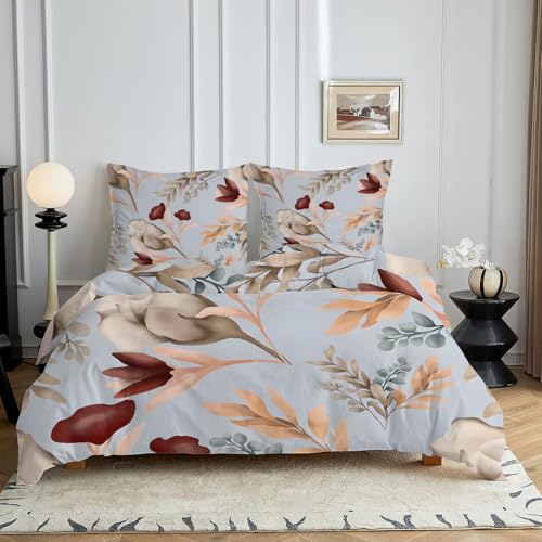HYSNKSM Bettwäsche 220x240 Blau Bettwäsche Sets 3Teilig Mikrofaser Bettbezug 220 x 240 und 2 Kissenbezug 80x80 cm Kuschelige Bettbezüge Klassisches Blumenmuster mit Reißverschlusc4362 von HYSNKSM