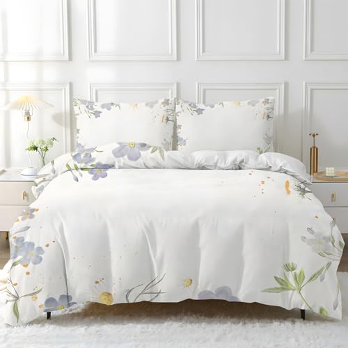 HYSNKSM Bettwäsche 220x240 Weiß Bettwäsche Sets 3Teilig Mikrofaser Bettbezug 220 x 240 und 2 Kissenbezug 80x80 cm Kuschelige Bettbezüge Anlage mit Reißverschlus von HYSNKSM