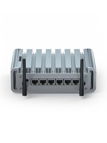 HYSTOU Fanless Mini PC Firewall, Firewall Router, OPNsense, VPN, Micro Firewall Appliance J4125, AES-NI, kompatibel mit pfSense/OPNsense, Vesa/Wandmontage, 1*RS232COM (24GB DDR4/256GB SSD 1TB HDD) von HYSTOU