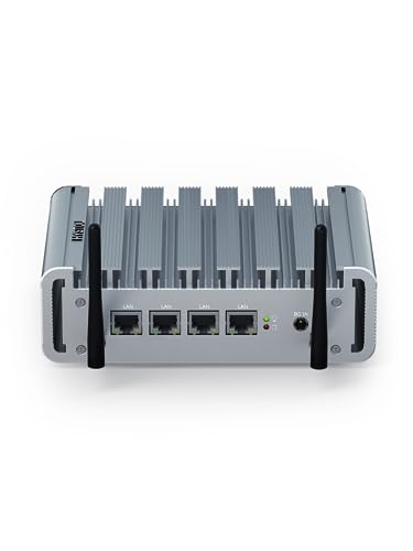 HYSTOU Gateway Soft Router Mini Computer Celeron J4125, Micro Firewall Appliance, lüfterloser Mini PC 4 * 2,5GbE LAN, unterstützt AES-NI, OPNsense, Vesa Mount, VGA (16GB DDR4 128GB SSD 1TB HDD) von HYSTOU